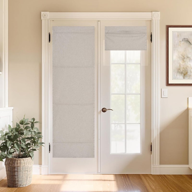 StangH Beige 100% Blackout Roman Shades, Magnetic Room Darkening Linen Blind for Doors Heat & Cold Blocking Farmhouse Window Shade for Bedroom Office, W 26 x L 72, 1 Panel - Image 1